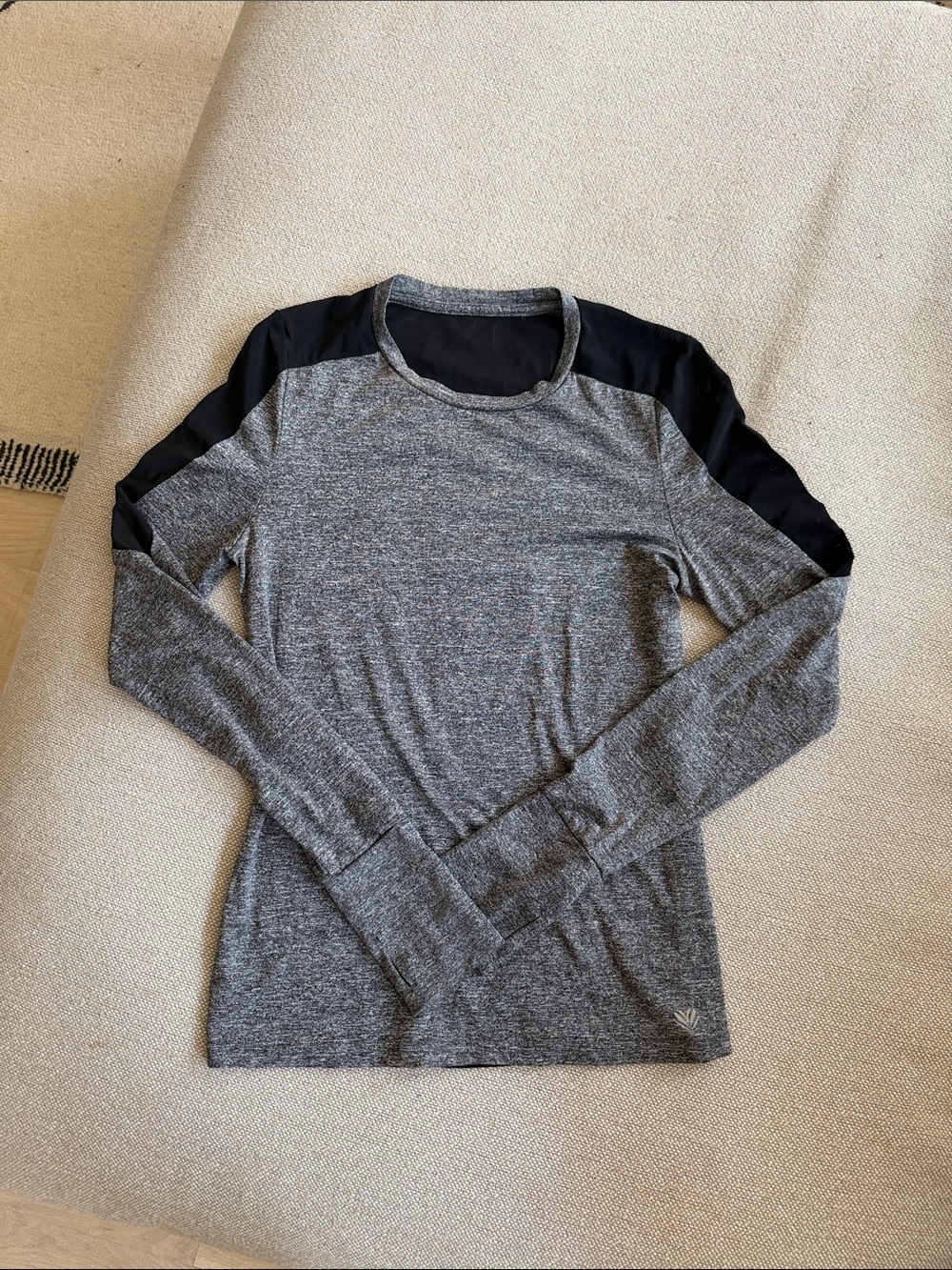 Women's Long Sleeve Performance Top - Grey with Black Shoulder Panels